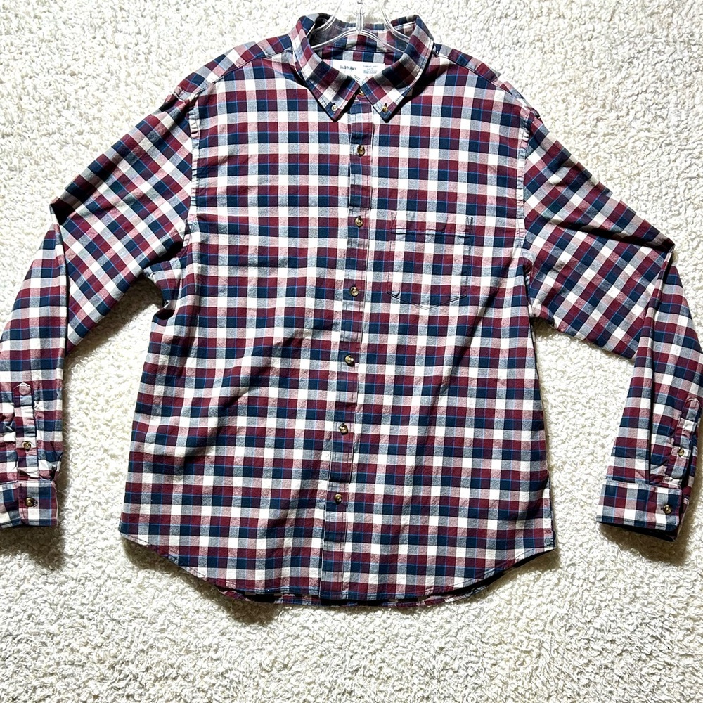 Old Navy Mens Shirt Long Sleeve XXL 2XL Slim Fit Plaid Checkered